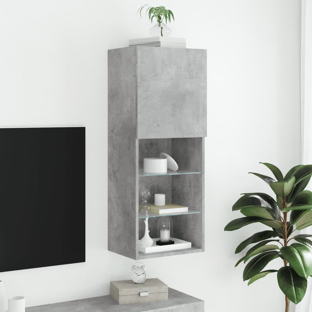 TV cabinet with LED lights, concrete grey, 40.5x30x102cm