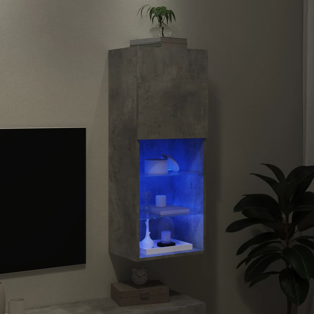 TV cabinet with LED lights, concrete grey, 40.5x30x102cm