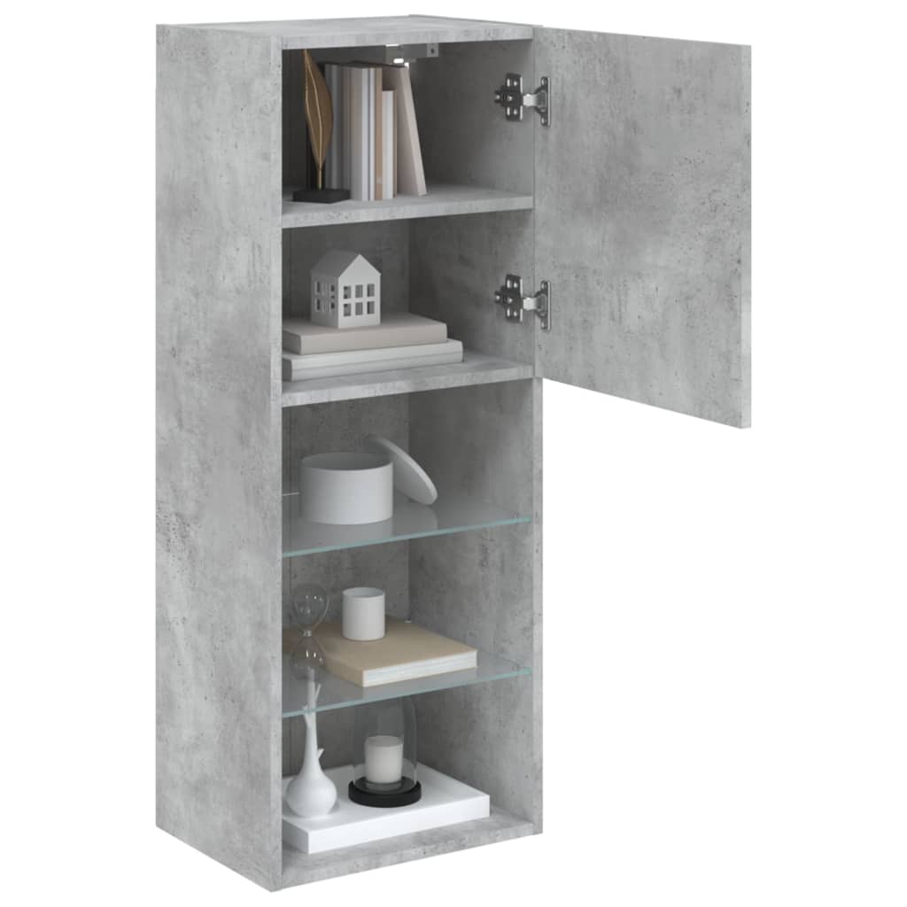 TV cabinet with LED lights, concrete grey, 40.5x30x102cm