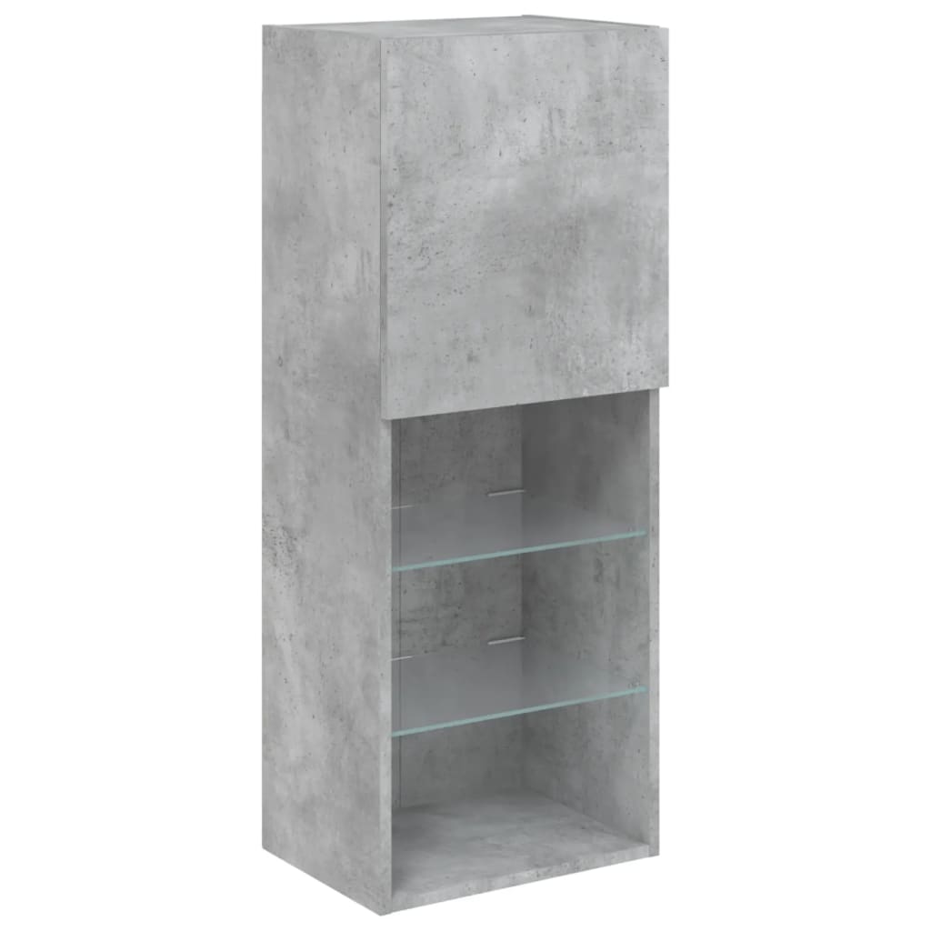 TV cabinet with LED lights, concrete grey, 40.5x30x102cm