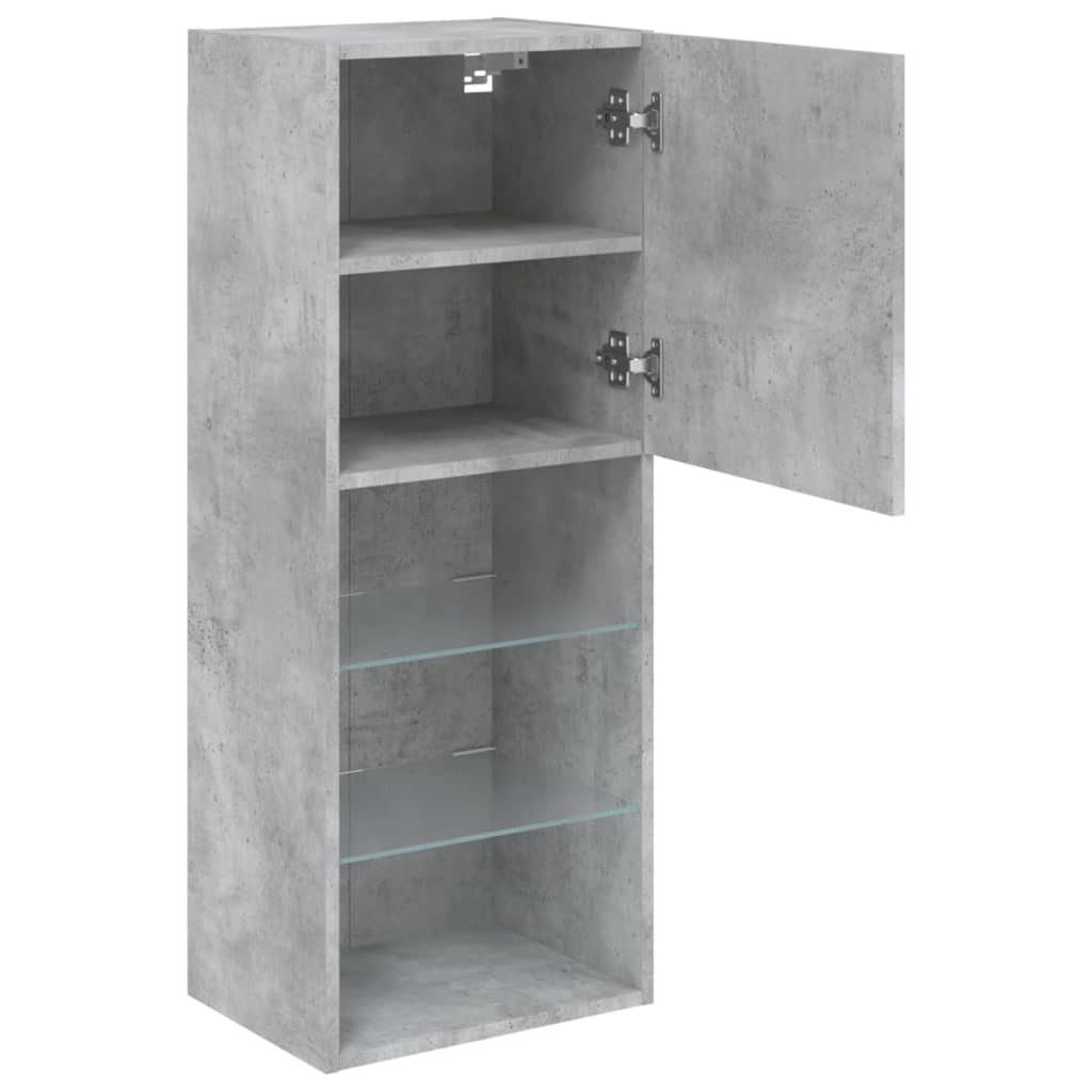 TV cabinet with LED lights, concrete grey, 40.5x30x102cm