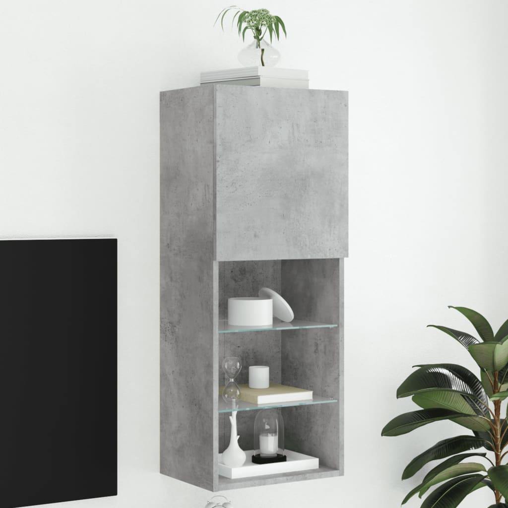 TV cabinet with LED lights, concrete grey, 40.5x30x102cm