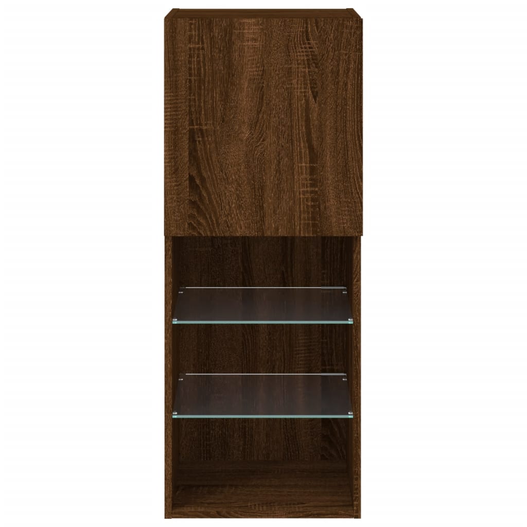 TV spintelė su LED lemputėmis, ruda ąžuolo, 40,5x30x102cm
