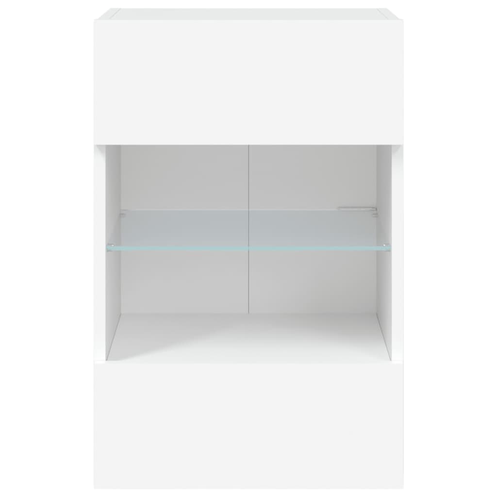 Sieninė TV spintelė su LED lemputėmis, balta, 40x30x60,5cm