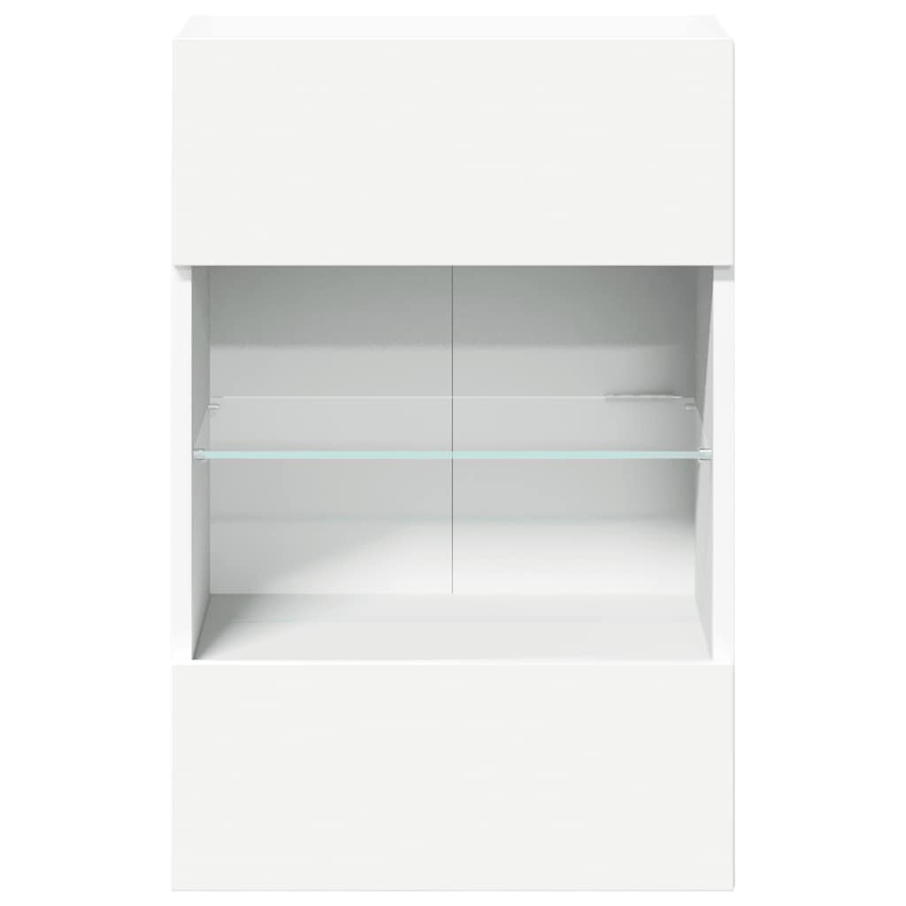 Sieninės spintelės su LED apšvietimu televizoriui, 2vnt., baltos, 40x30x60,5cm