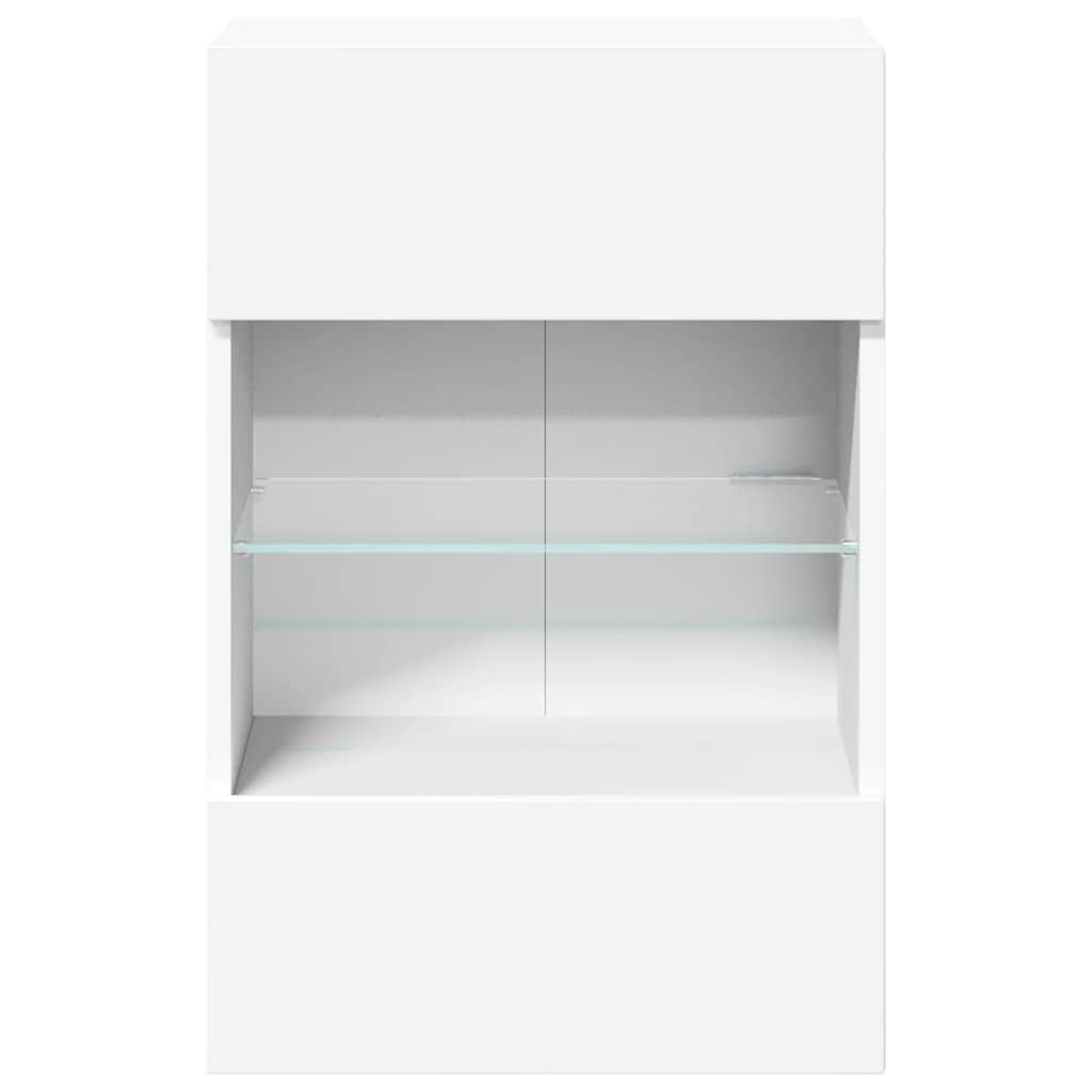 Sieninės spintelės su LED apšvietimu televizoriui, 2vnt., baltos, 40x30x60,5cm