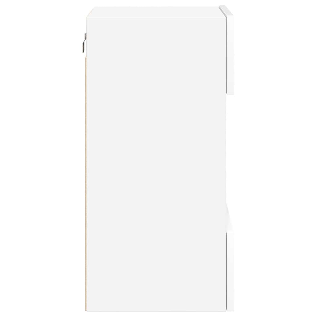 Sieninės spintelės su LED apšvietimu televizoriui, 2vnt., baltos, 40x30x60,5cm