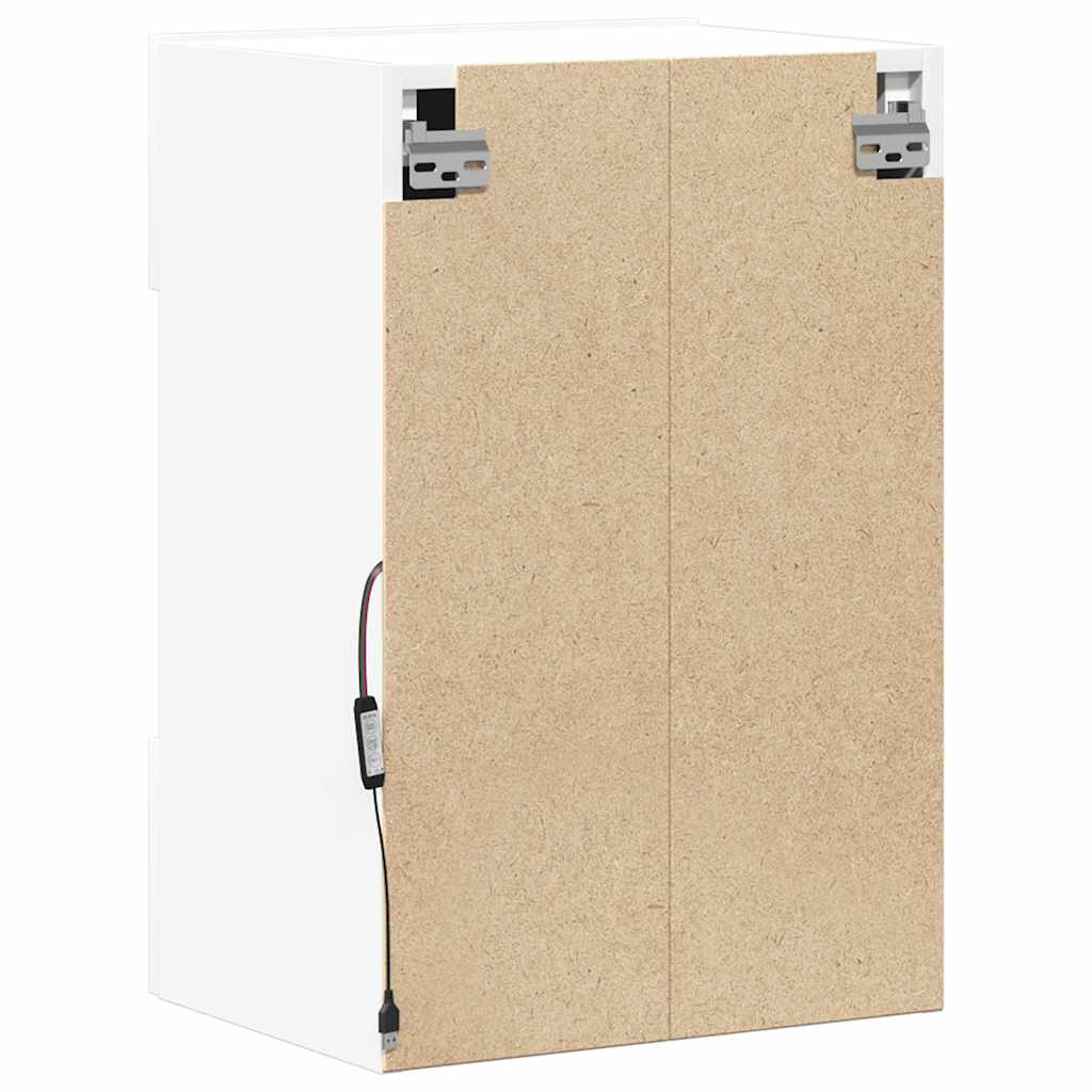 Sieninės spintelės su LED apšvietimu televizoriui, 2vnt., baltos, 40x30x60,5cm