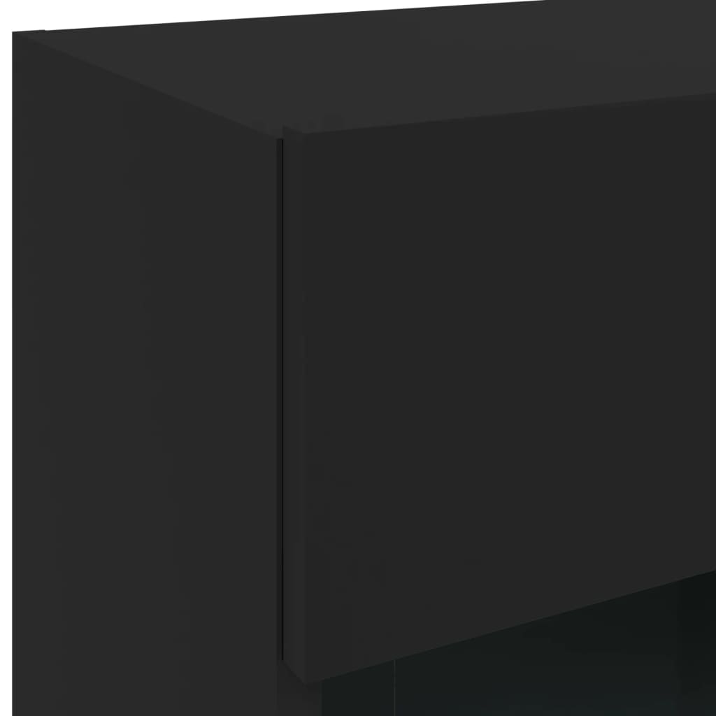 Sieninė TV spintelė su LED lemputėmis, juoda, 40x30x60,5cm