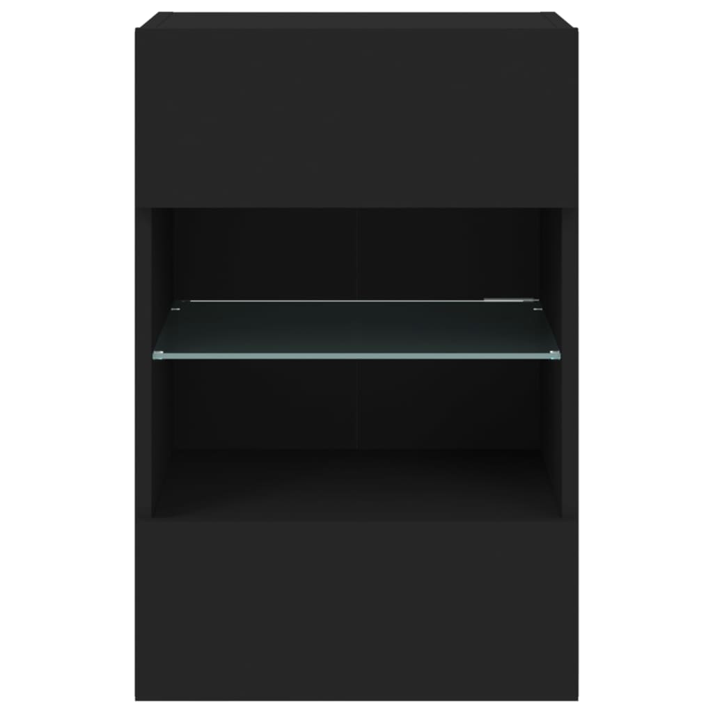 Sieninė TV spintelė su LED lemputėmis, juoda, 40x30x60,5cm