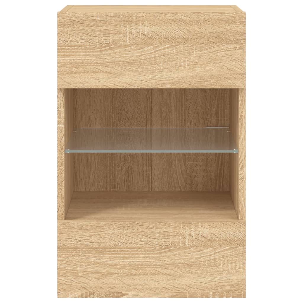 Sieninė TV spintelė su LED lemputėmis, ąžuolo, 40x30x60,5cm