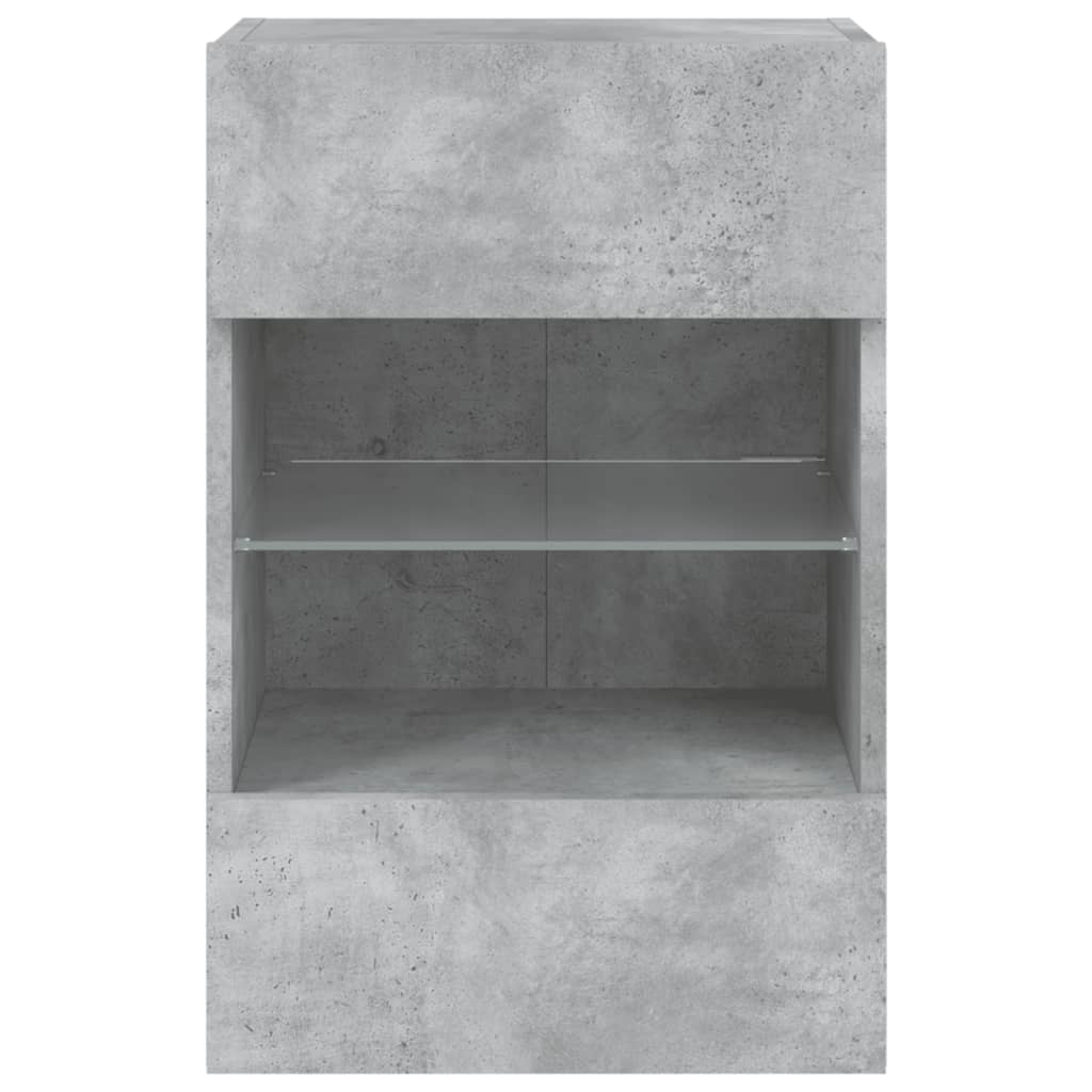 Sieninė TV spintelė su LED lemputėmis, betono, 40x30x60,5cm
