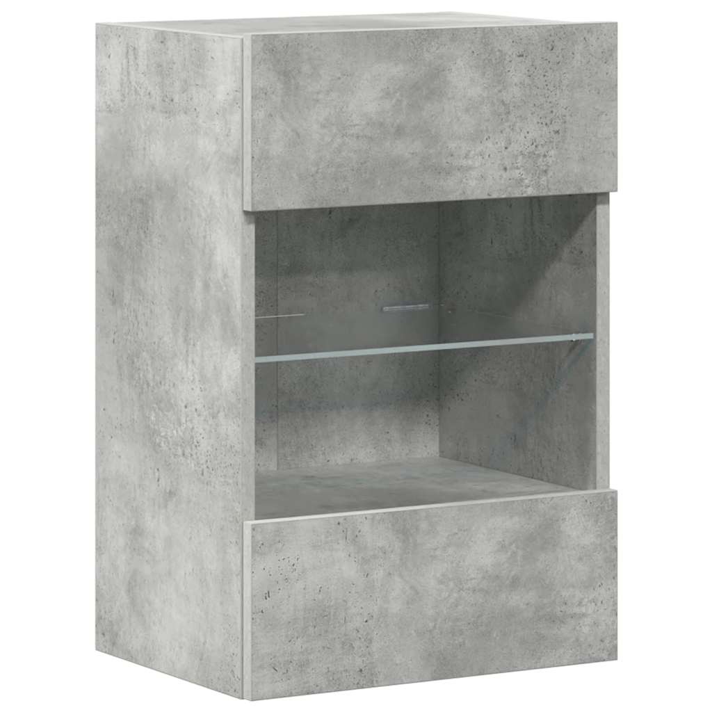 Sieninės spintelės su LED apšvietimu televizoriui, 2vnt., betono, 40x30x60,5cm