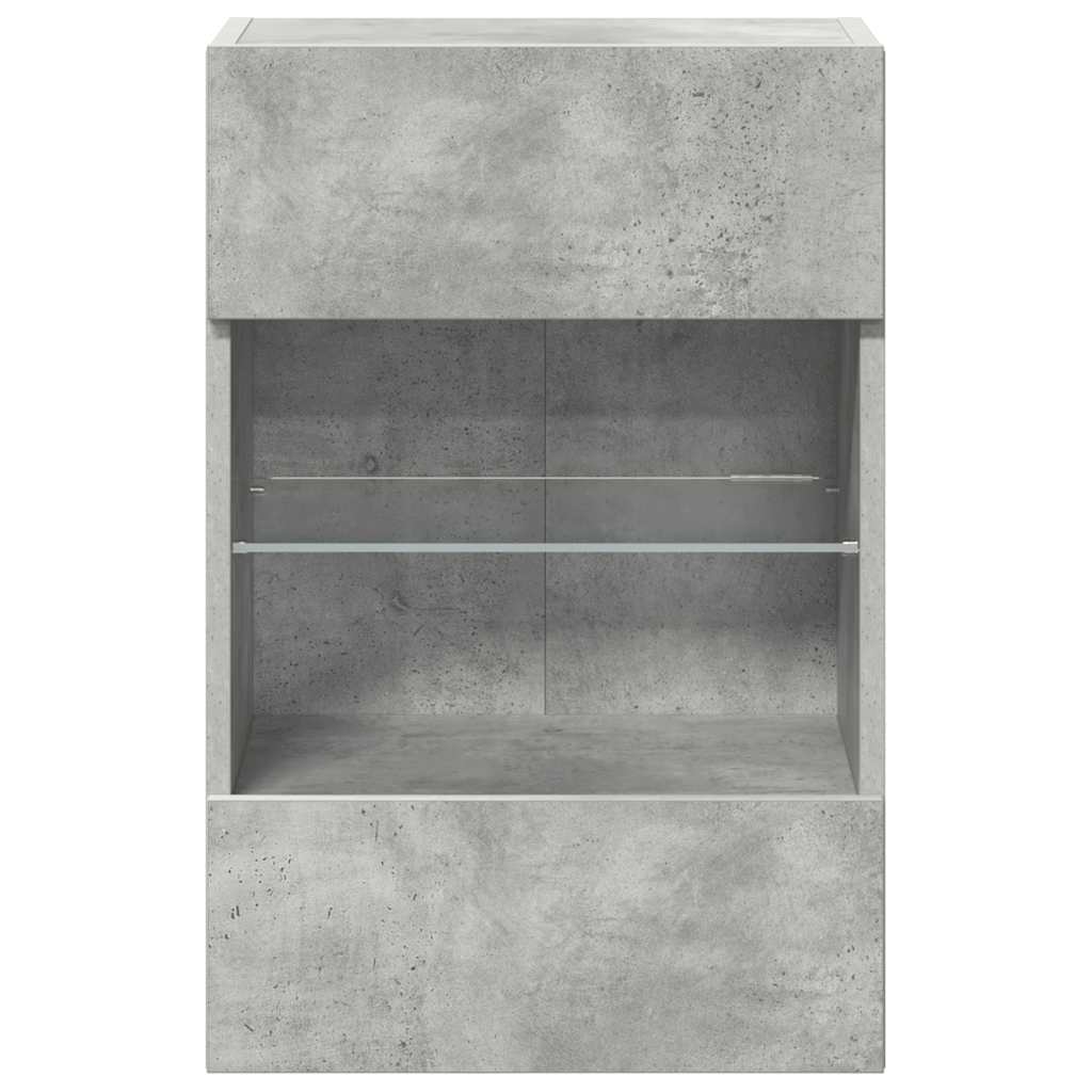 Sieninės spintelės su LED apšvietimu televizoriui, 2vnt., betono, 40x30x60,5cm