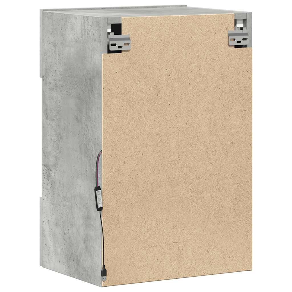Sieninės spintelės su LED apšvietimu televizoriui, 2vnt., betono, 40x30x60,5cm