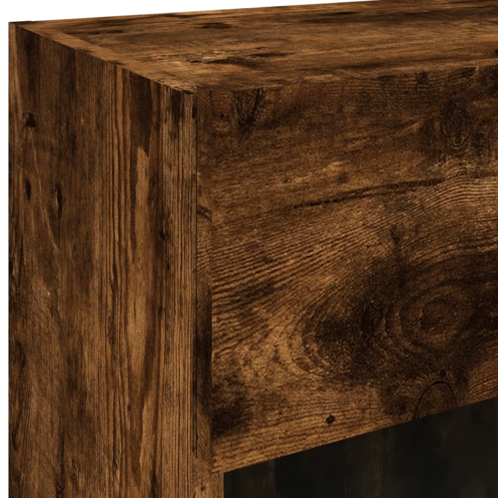 Sieninė TV spintelė su LED lemputėmis, dūminė, 40x30x60,5cm