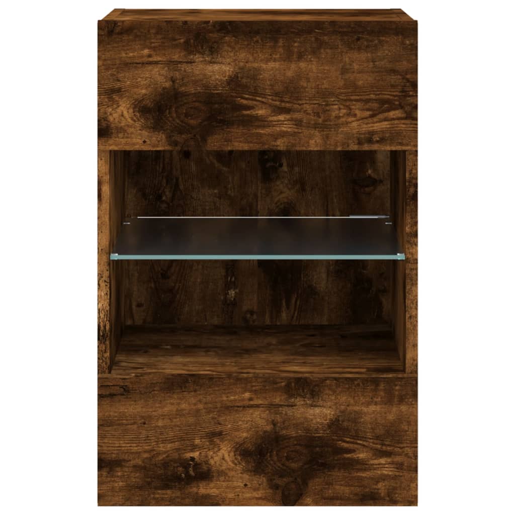 Sieninė TV spintelė su LED lemputėmis, dūminė, 40x30x60,5cm