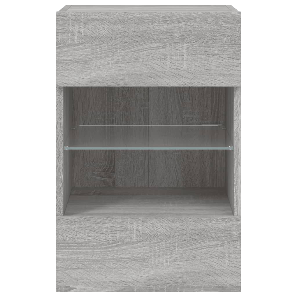 Sieninė TV spintelė su LED lemputėmis, pilka, 40x30x60,5cm
