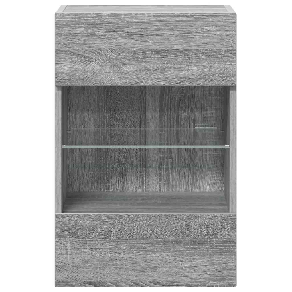 Sieninės spintelės su LED apšvietimu televizoriui, 2vnt., pilkos, 40x30x60,5cm