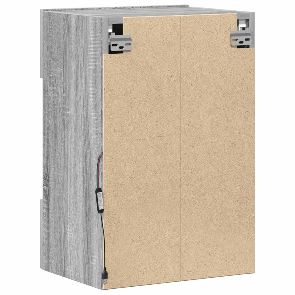 Sieninės spintelės su LED apšvietimu televizoriui, 2vnt., pilkos, 40x30x60,5cm