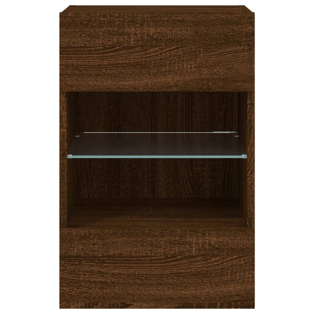Sieninė TV spintelė su LED lemputėmis, ruda, 40x30x60,5cm