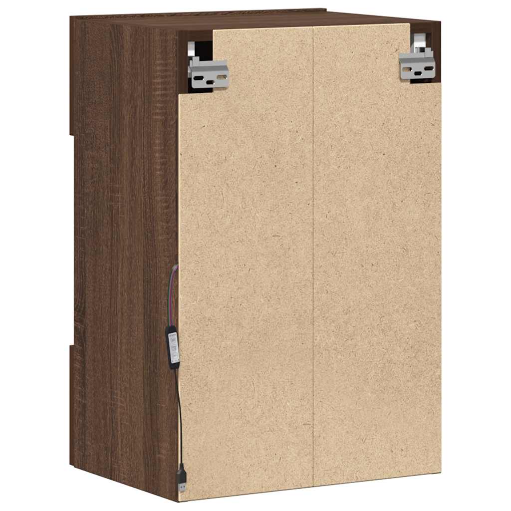 Sieninės spintelės su LED apšvietimu televizoriui, 2vnt., rudos, 40x30x60,5cm