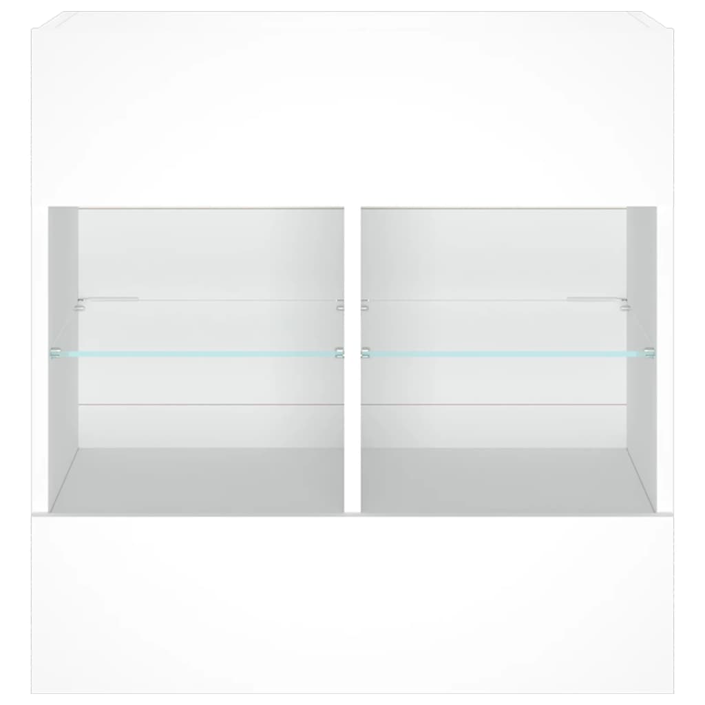 Sieninė TV spintelė su LED lemputėmis, balta, 58,5x30x60,5cm