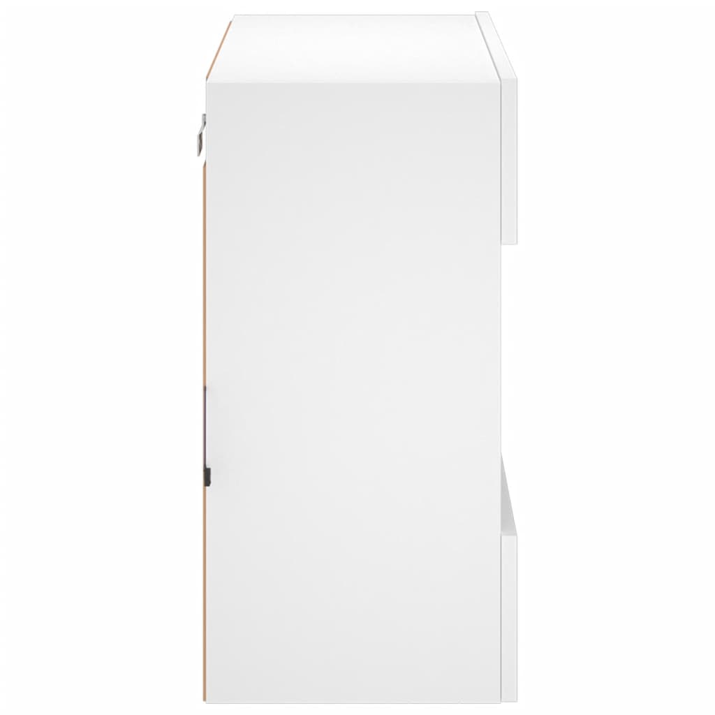 Sieninė TV spintelė su LED lemputėmis, balta, 58,5x30x60,5cm