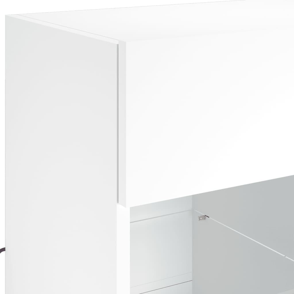 Sieninė TV spintelė su LED lemputėmis, balta, 58,5x30x60,5cm