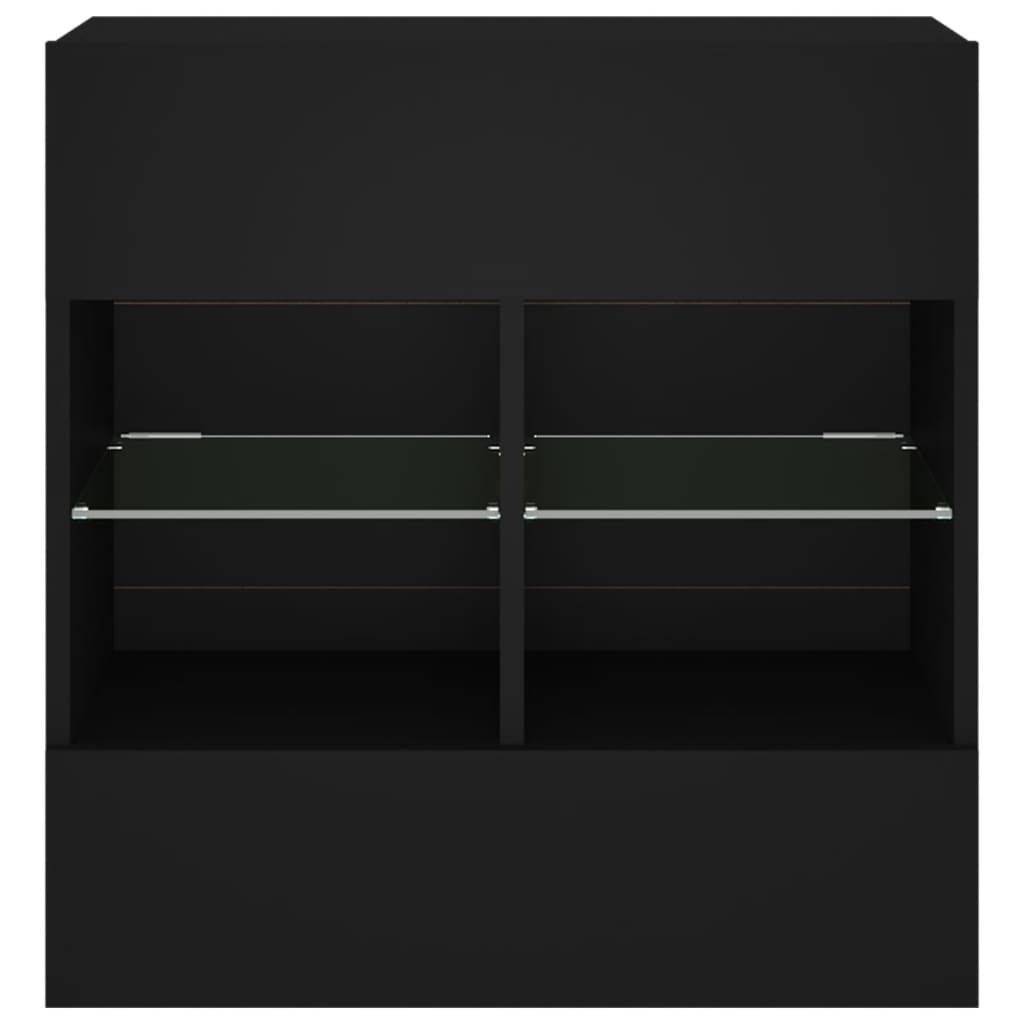 Sieninė TV spintelė su LED lemputėmis, juoda, 58,5x30x60,5cm