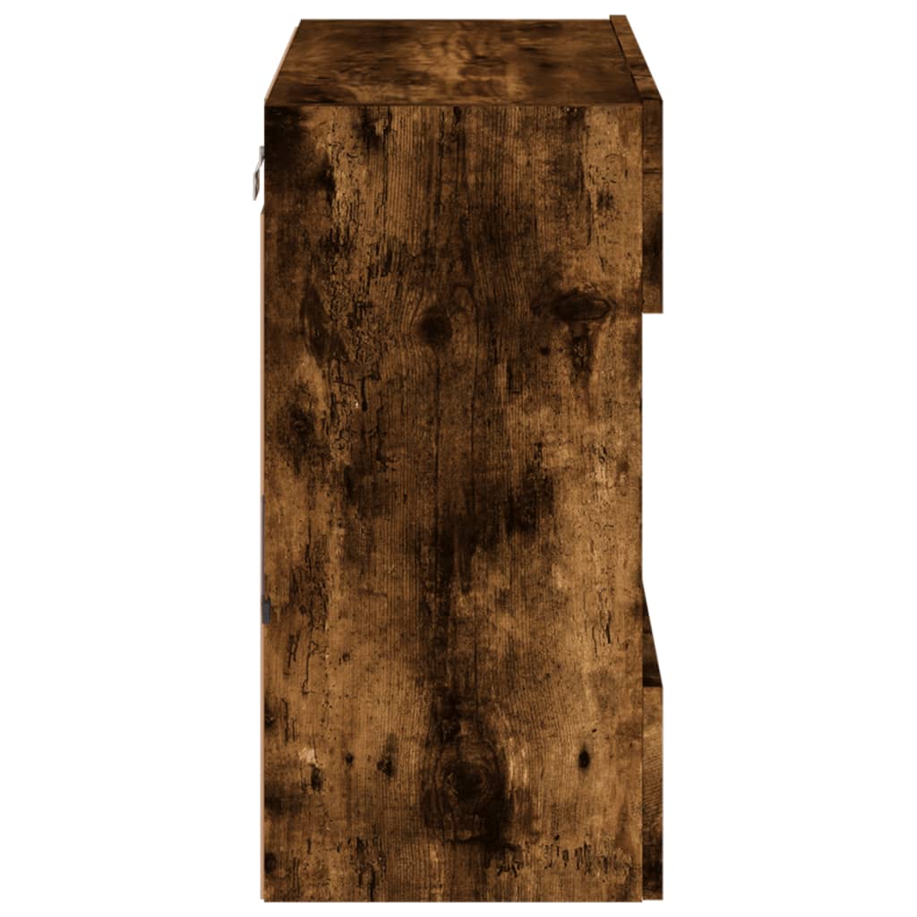 Sieninė TV spintelė su LED lemputėmis, dūminė, 58,5x30x60,5cm