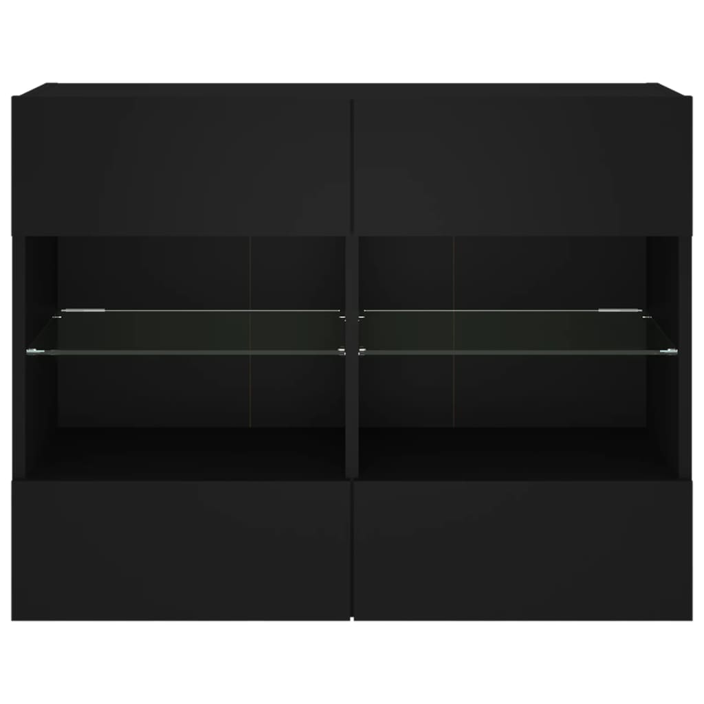 Sieninė TV spintelė su LED lemputėmis, juoda, 78,5x30x60,5cm