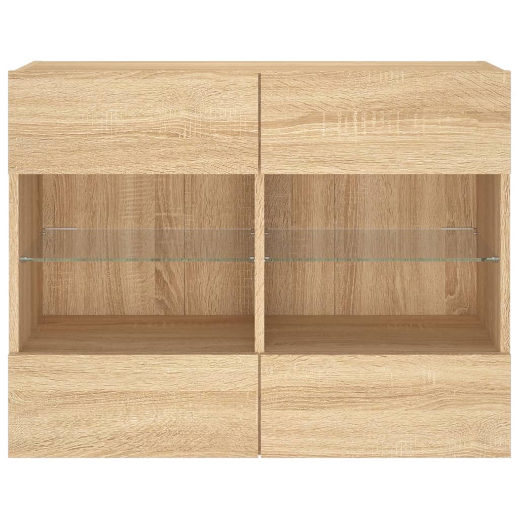 Sieninė TV spintelė su LED lemputėmis, ąžuolo, 78,5x30x60,5cm