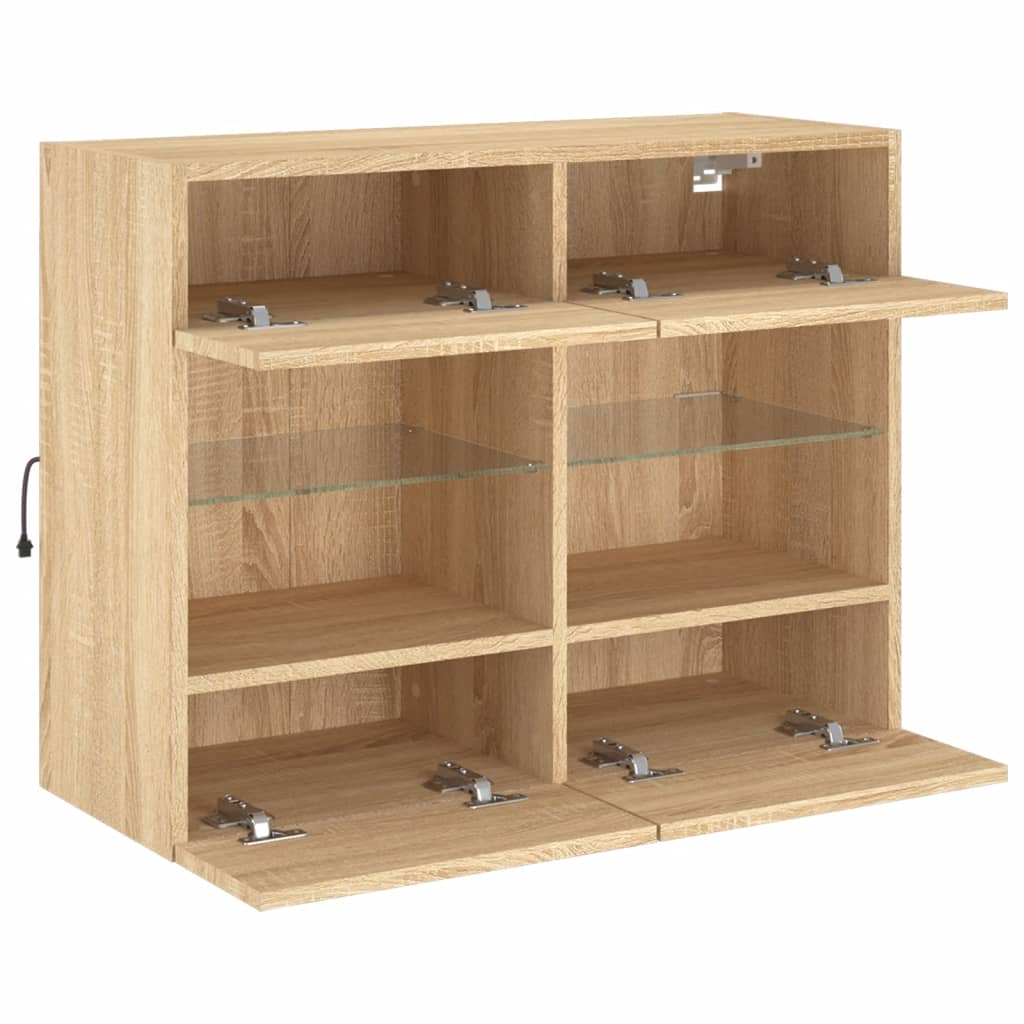 Sieninė TV spintelė su LED lemputėmis, ąžuolo, 78,5x30x60,5cm