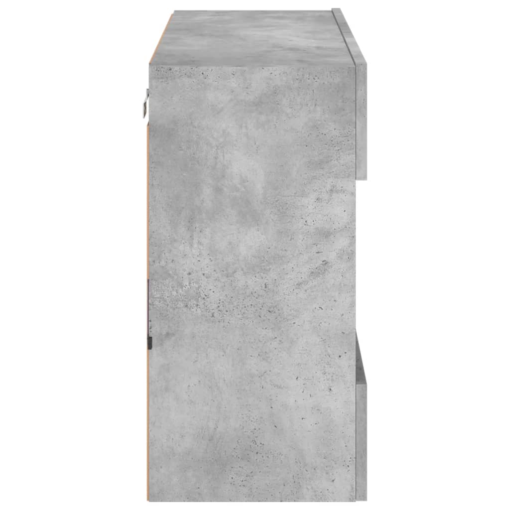 Sieninė TV spintelė su LED lemputėmis, betono, 78,5x30x60,5cm