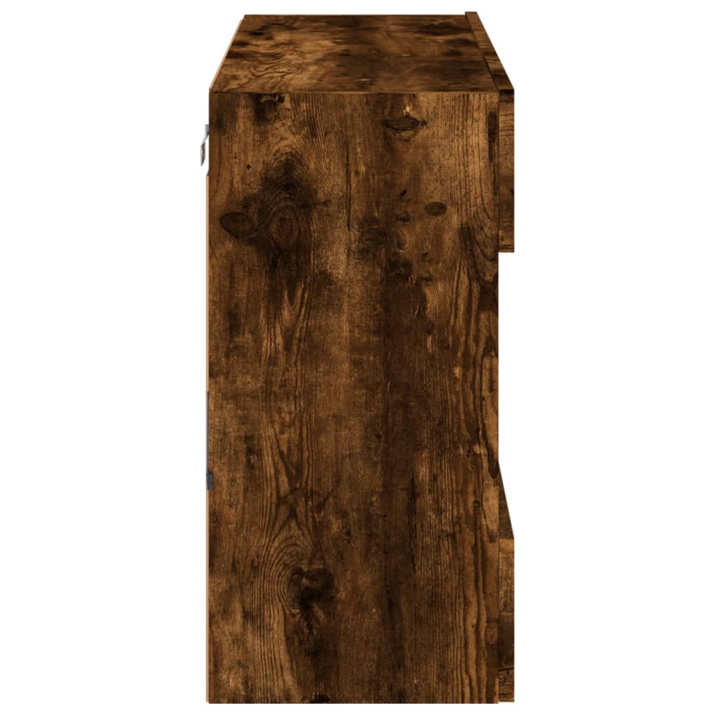 Sieninė TV spintelė su LED lemputėmis, dūminė, 78,5x30x60,5cm
