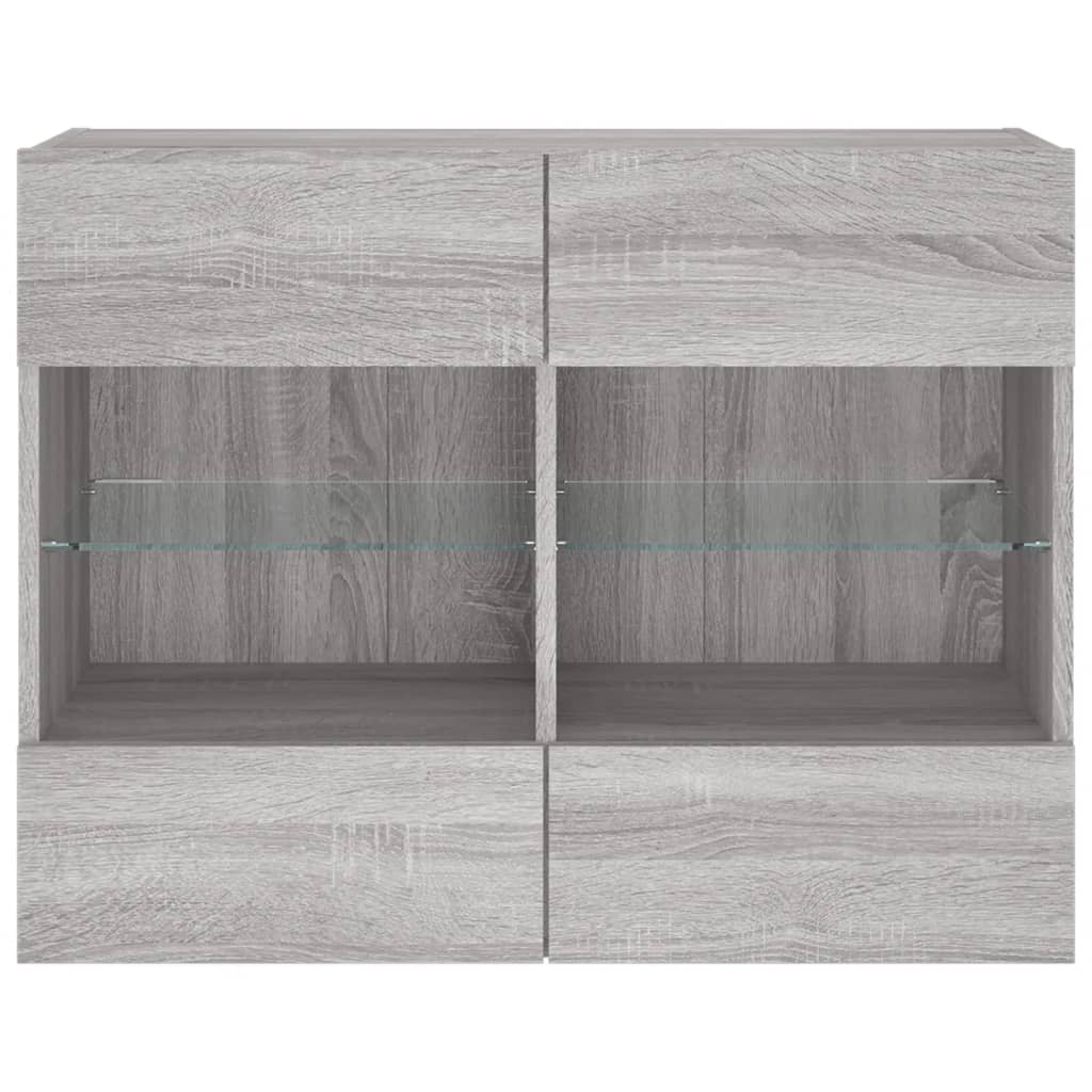 Sieninė TV spintelė su LED lemputėmis, pilka, 78,5x30x60,5cm