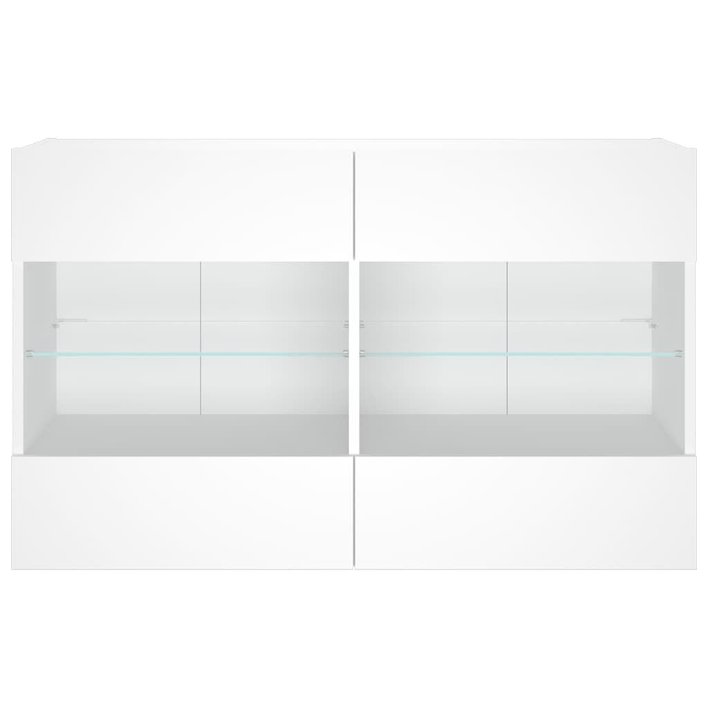 Sieninė TV spintelė su LED lemputėmis, balta, 98,5x30x60,5cm
