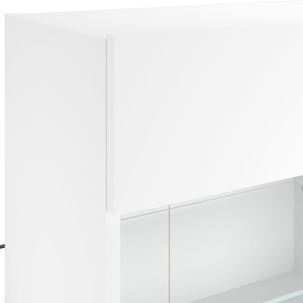 Sieninė TV spintelė su LED lemputėmis, balta, 98,5x30x60,5cm