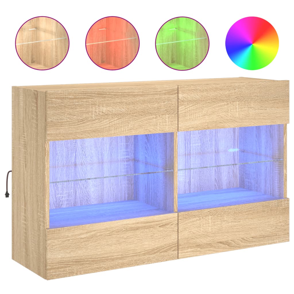Sienas TV skapītis ar LED gaismām, ozola, 98,5x30x60,5cm