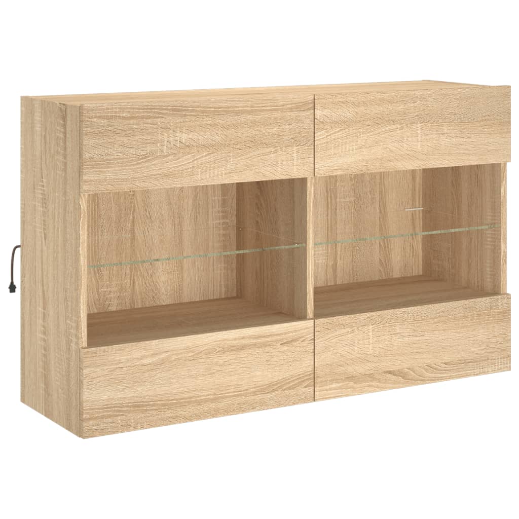 Sienas TV skapītis ar LED gaismām, ozola, 98,5x30x60,5cm
