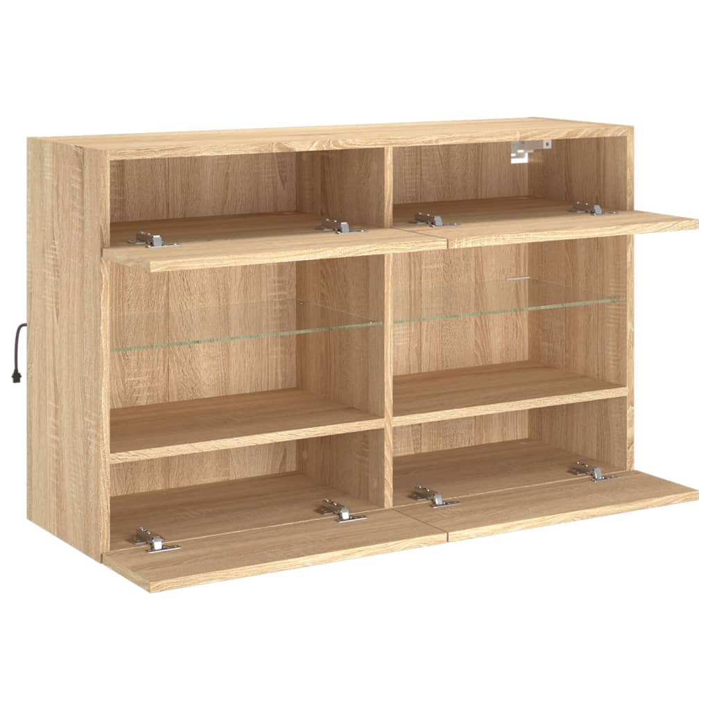 Sienas TV skapītis ar LED gaismām, ozola, 98,5x30x60,5cm