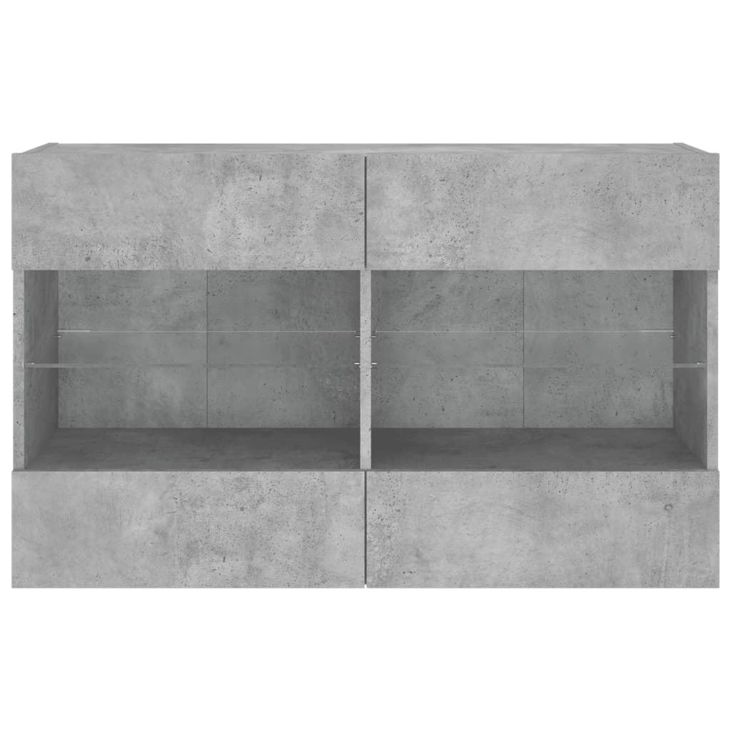 Sieninė TV spintelė su LED lemputėmis, betono, 98,5x30x60,5cm