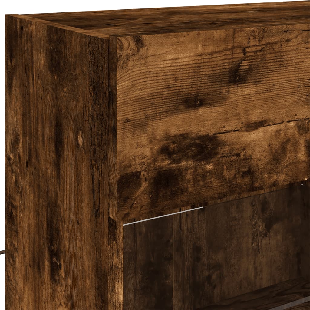 Wall-mounted TV cabinet with LED lights, smoky, 98.5x30x60.5cm