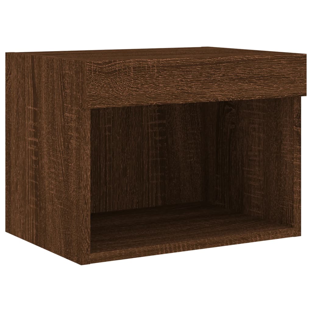 Wall-mounted nightstands with LED, 2 pcs., brown oak