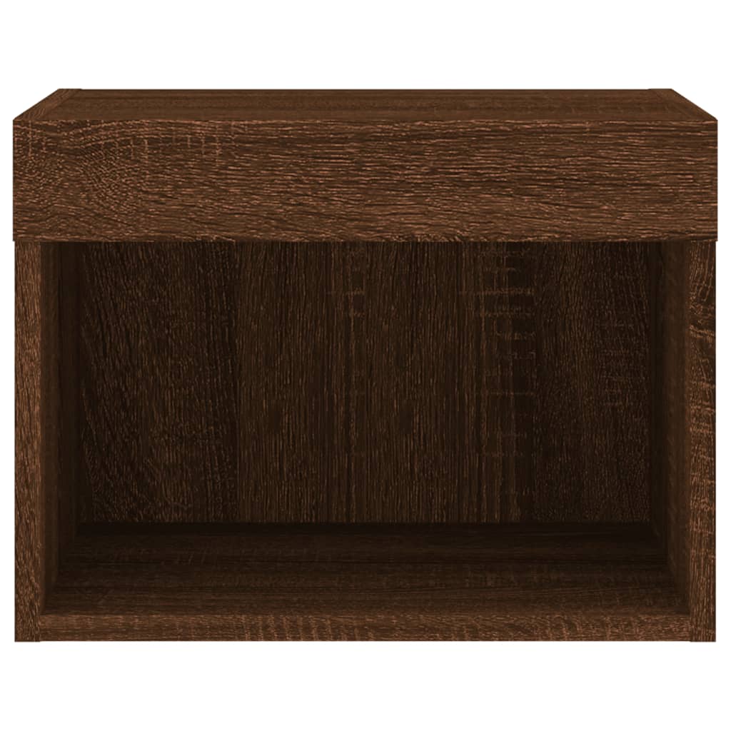 Wall-mounted nightstands with LED, 2 pcs., brown oak