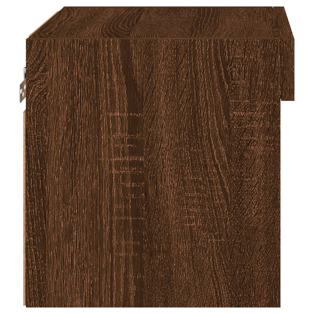 Wall-mounted nightstands with LED, 2 pcs., brown oak