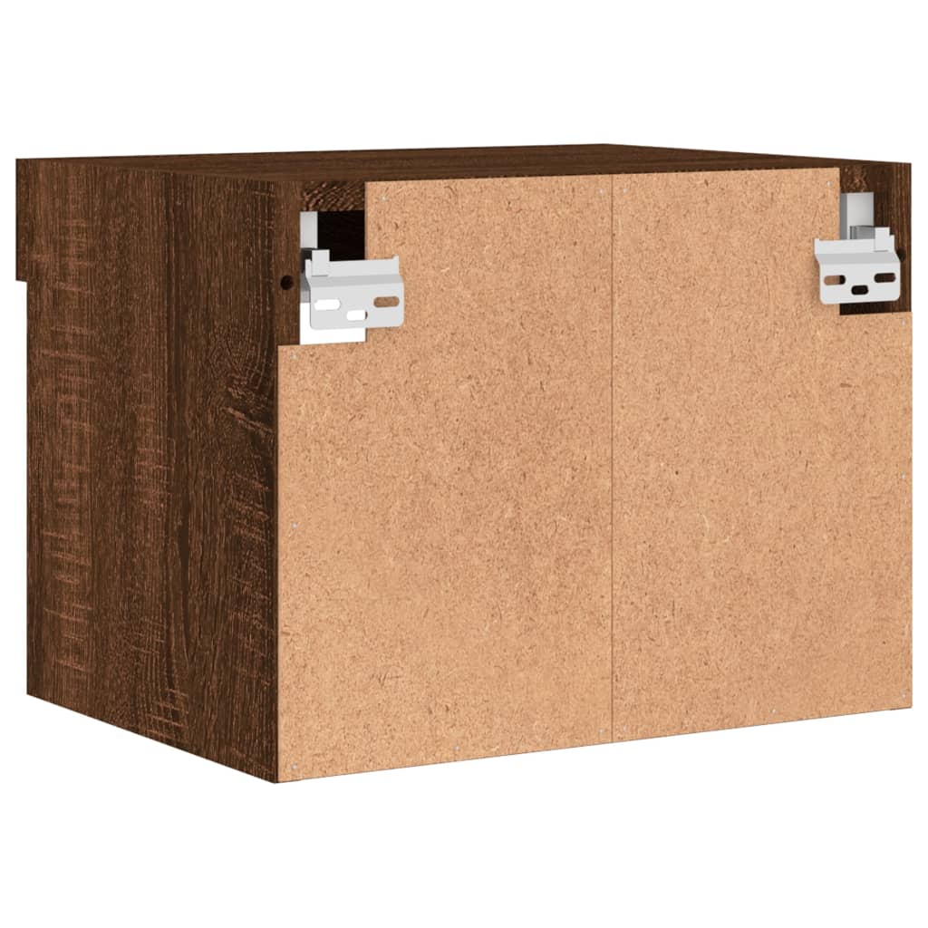 Wall-mounted nightstands with LED, 2 pcs., brown oak