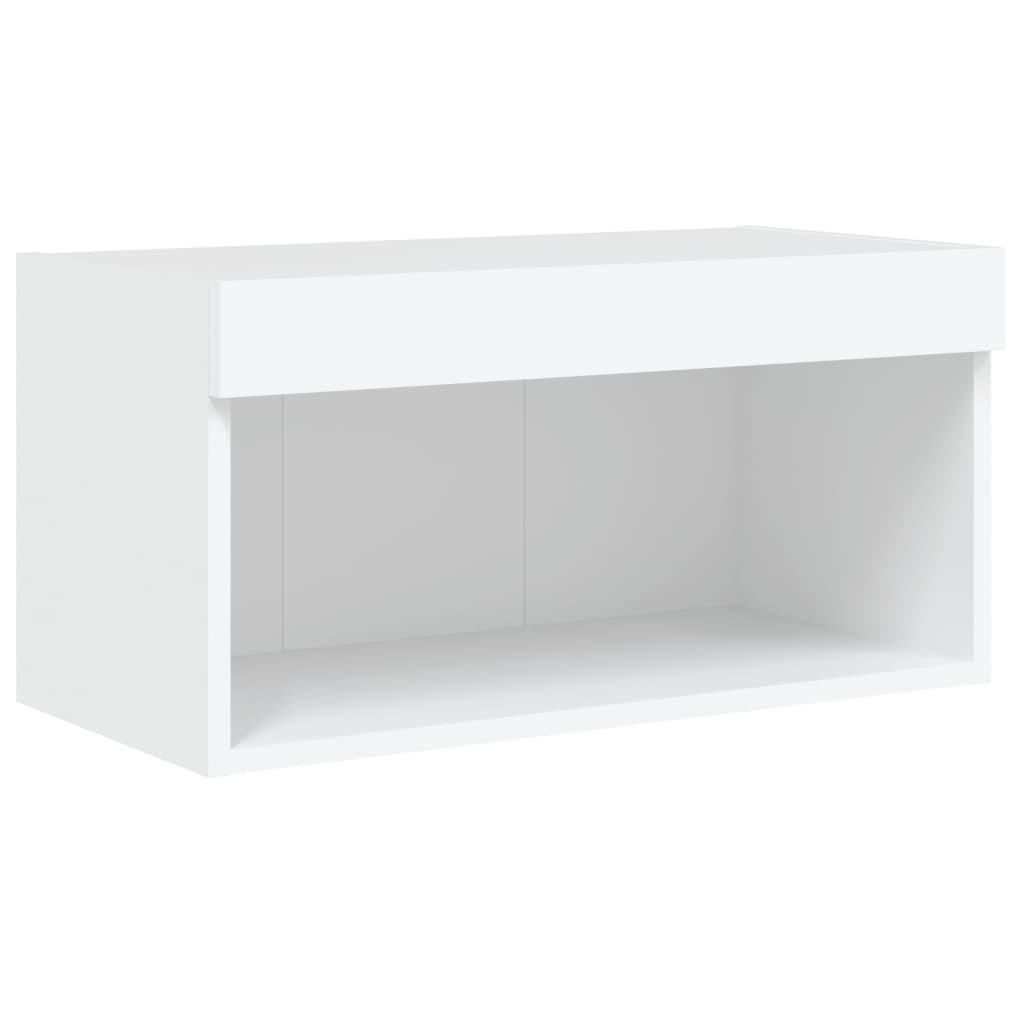 TV spintelė su LED lemputėmis, baltos spalvos, 60x30x30cm