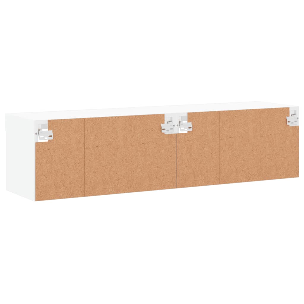 TV spintelės su LED lemputėmis, 2vnt., baltos, 60x30x30cm